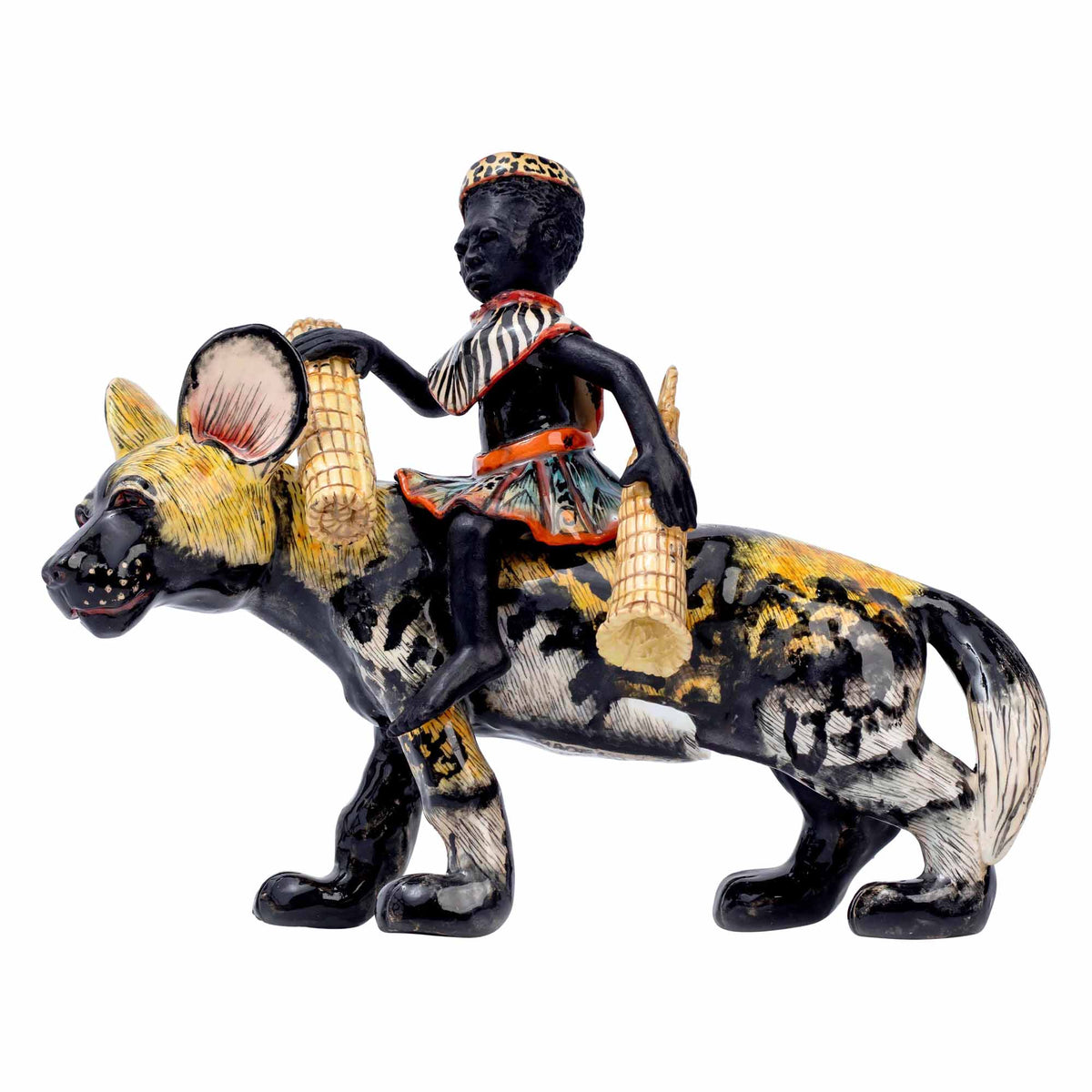 African Woman Wild Dog Rider