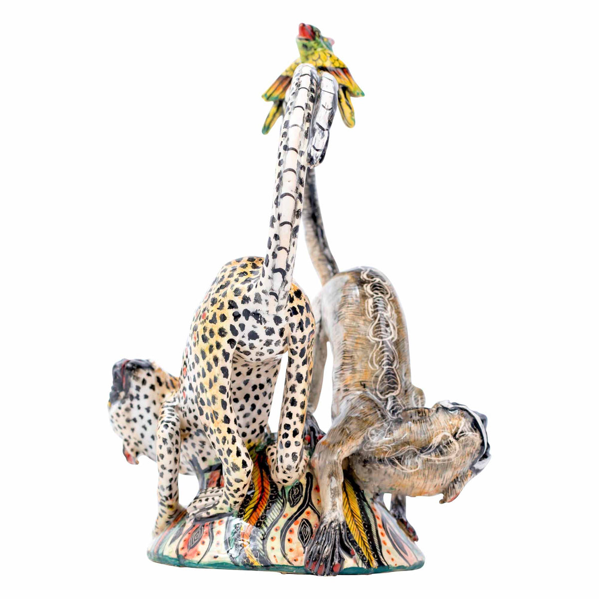 Monkey & Sunbirds Sculpture