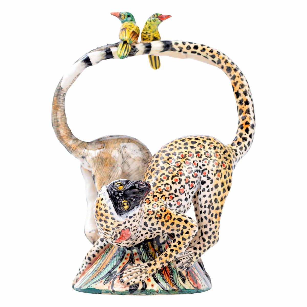 Monkey & Sunbirds Sculpture