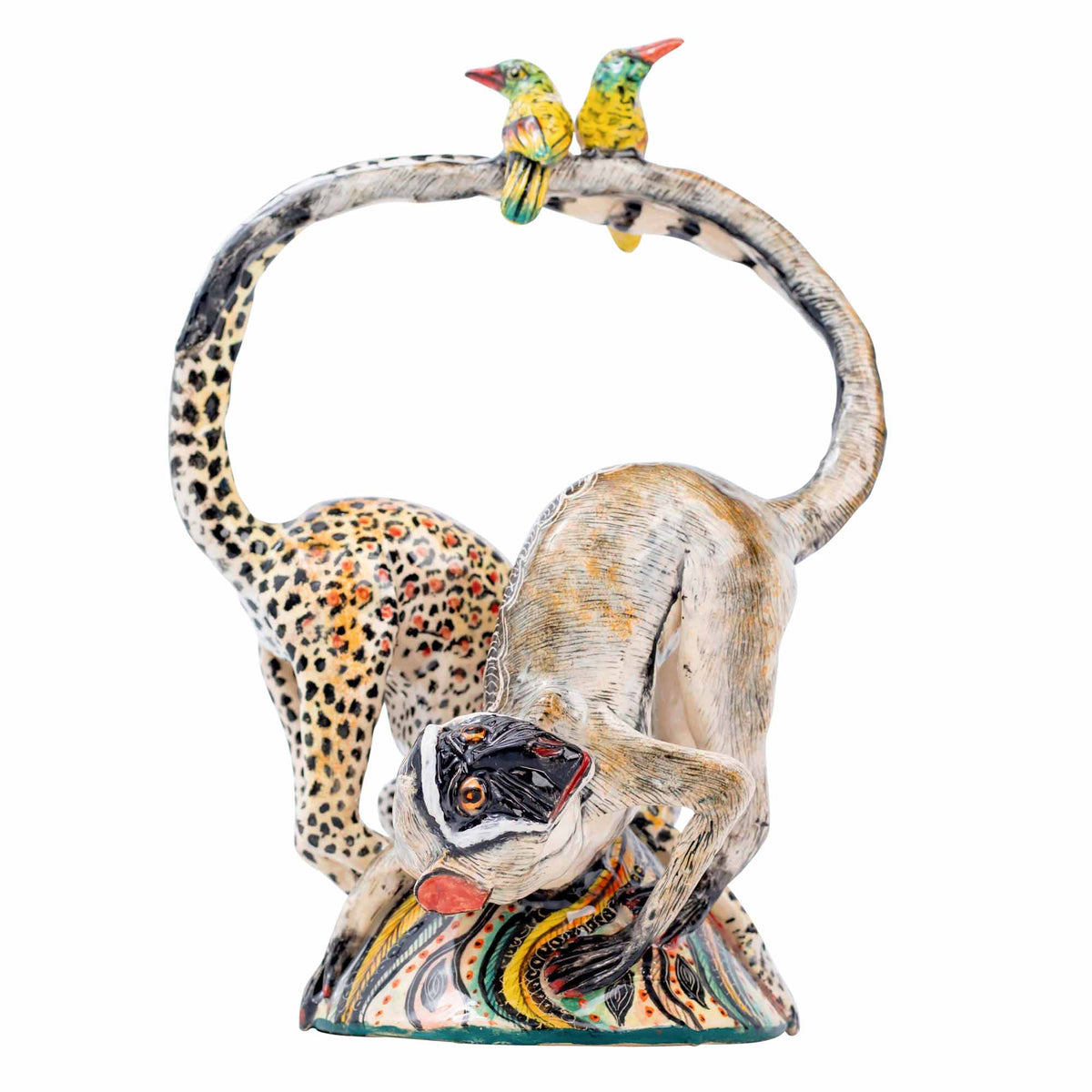 Monkey & Sunbirds Sculpture