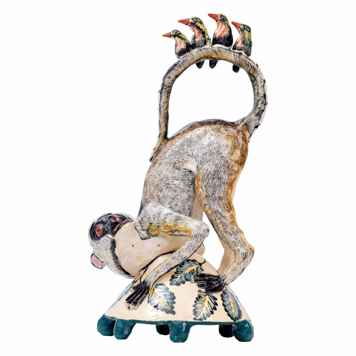 Monkey & Sunbird Sculpture