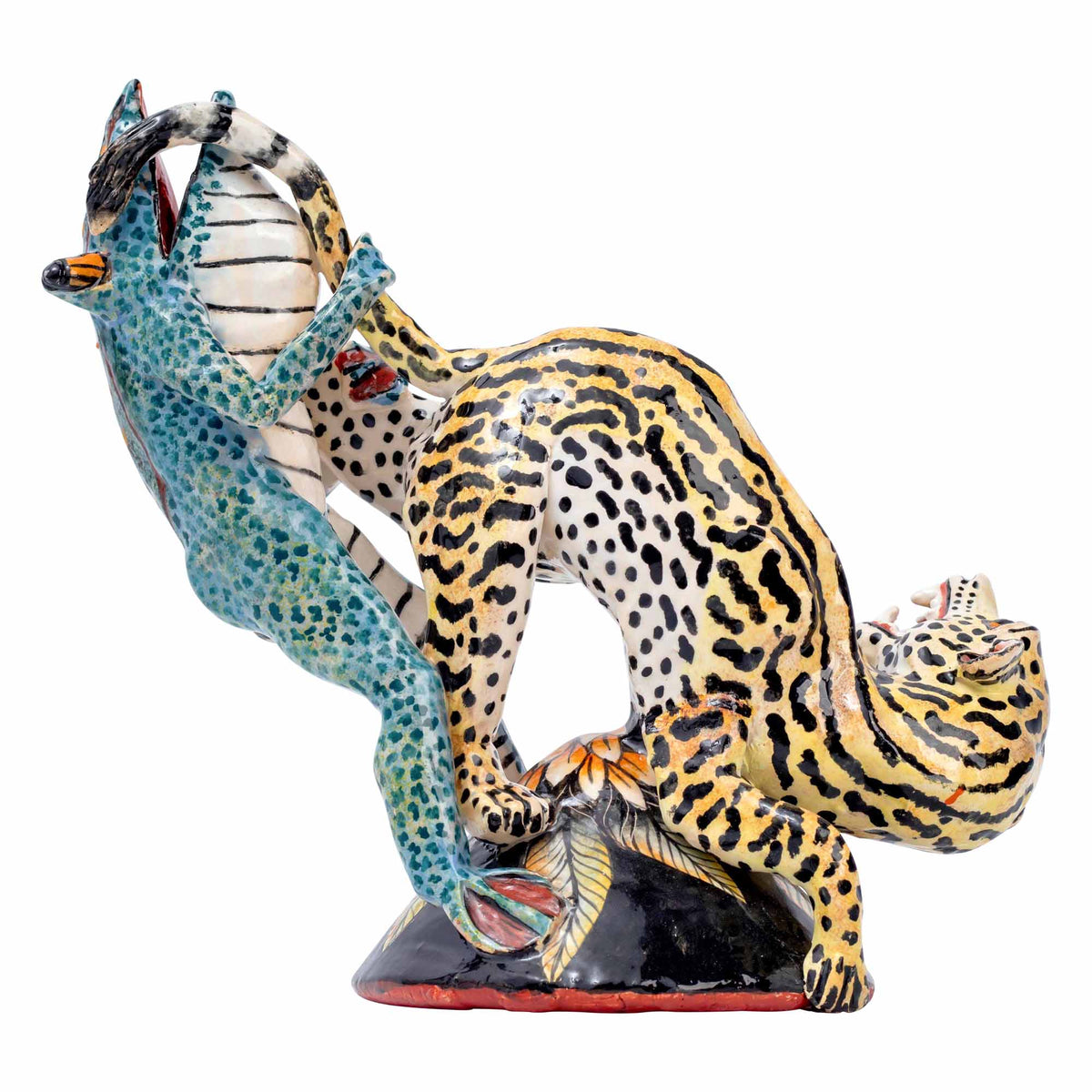 Frog & Leopard Sculpture