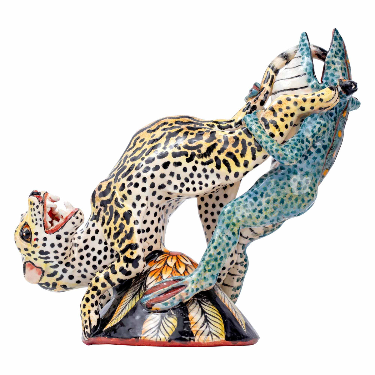 Frog & Leopard Sculpture