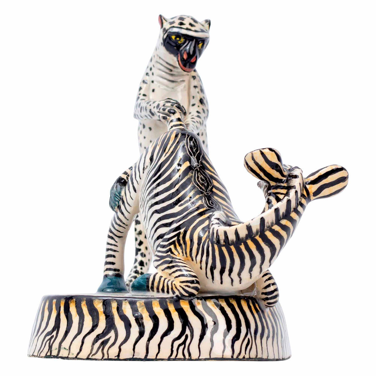 Cheetah & Monkey with Zebra Skn Sculpture