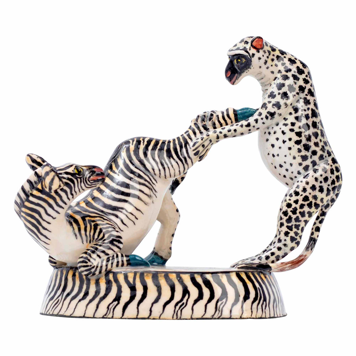 Cheetah & Monkey with Zebra Skn Sculpture