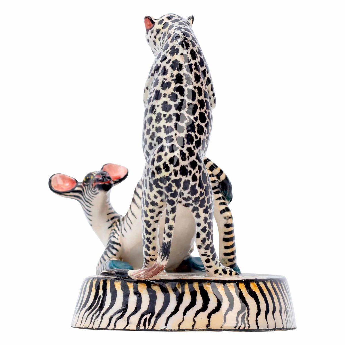 Cheetah & Monkey with Zebra Skn Sculpture