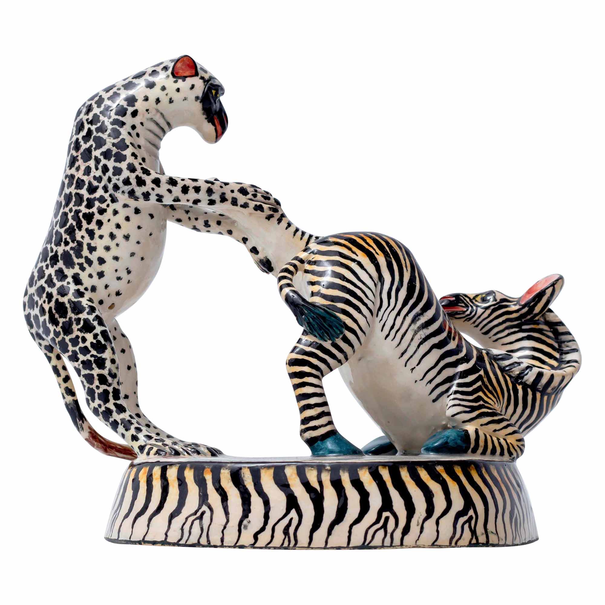 Cheetah & Monkey with Zebra Skn Sculpture