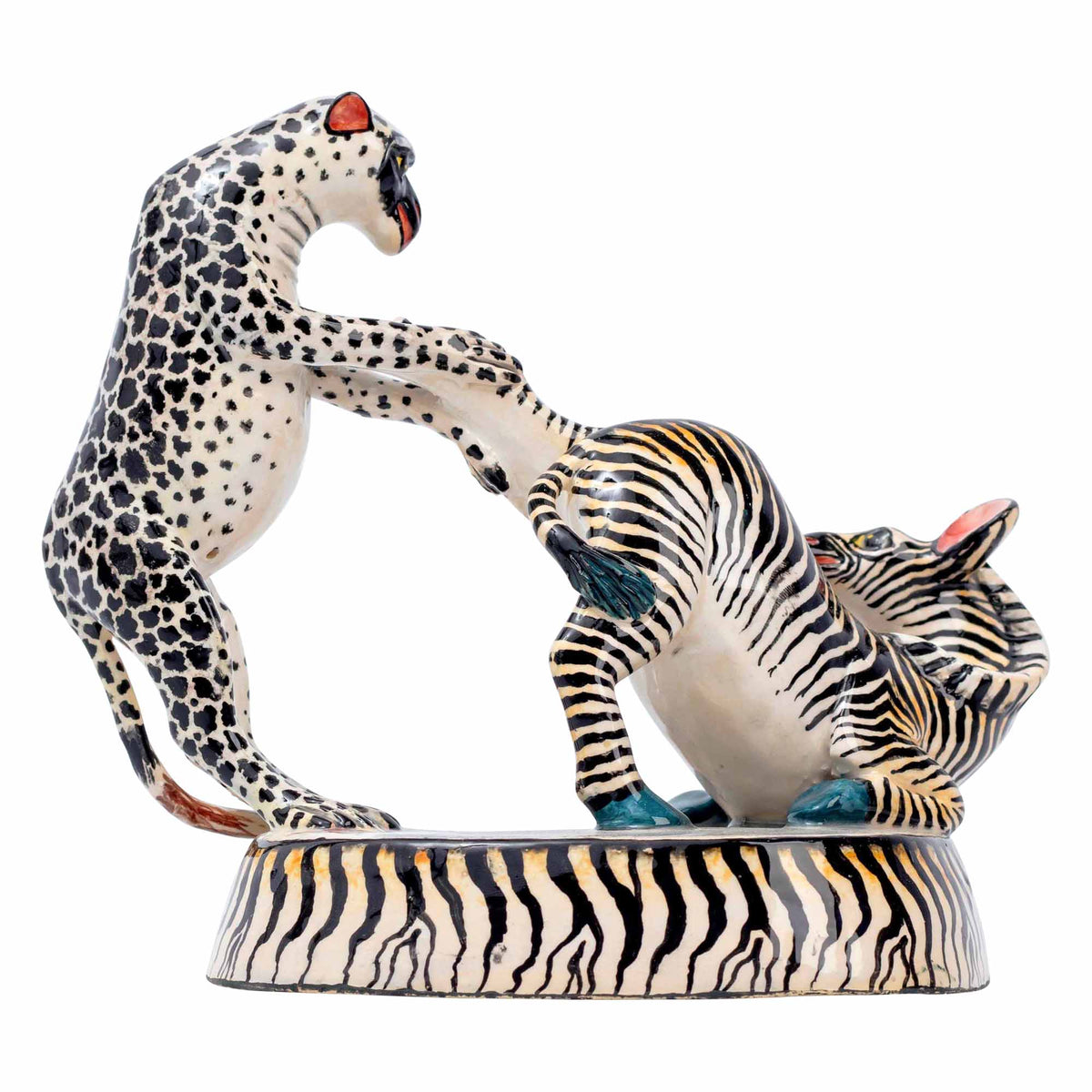 Cheetah & Monkey with Zebra Skn Sculpture