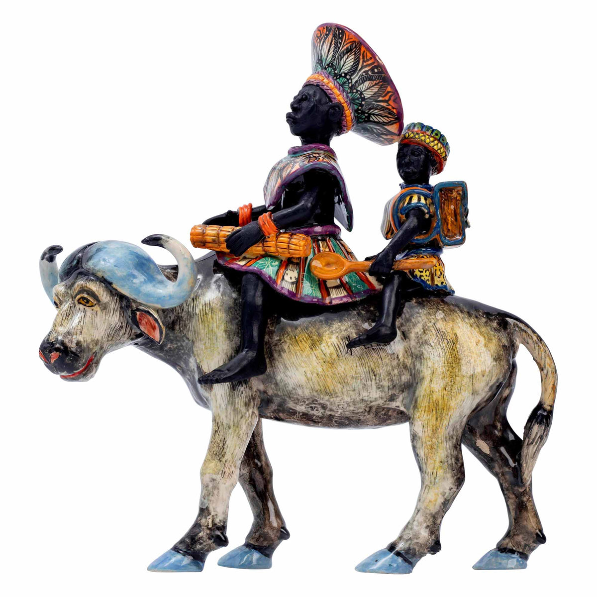 Woman With Baby Buffalo Rider