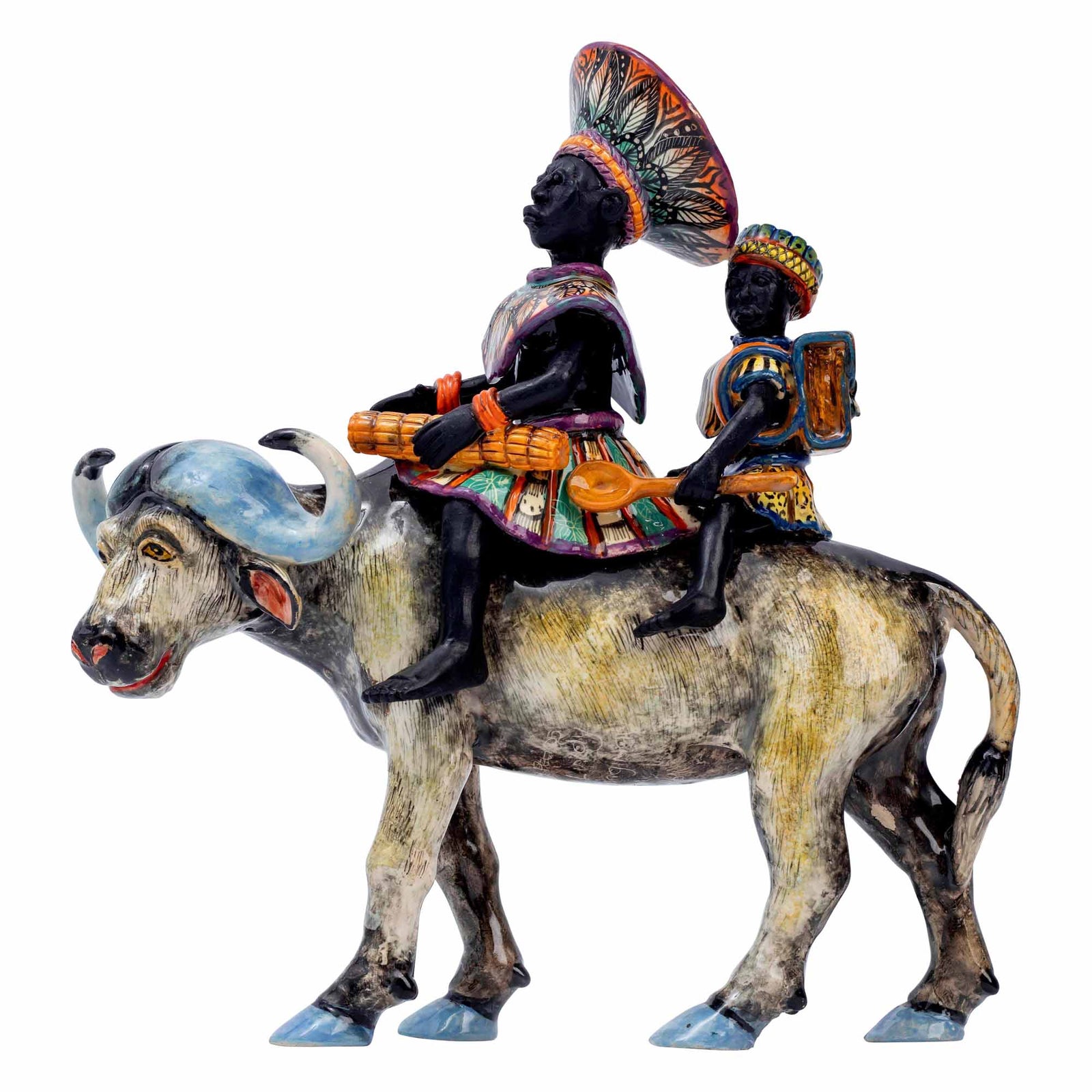 Woman With Baby Buffalo Rider