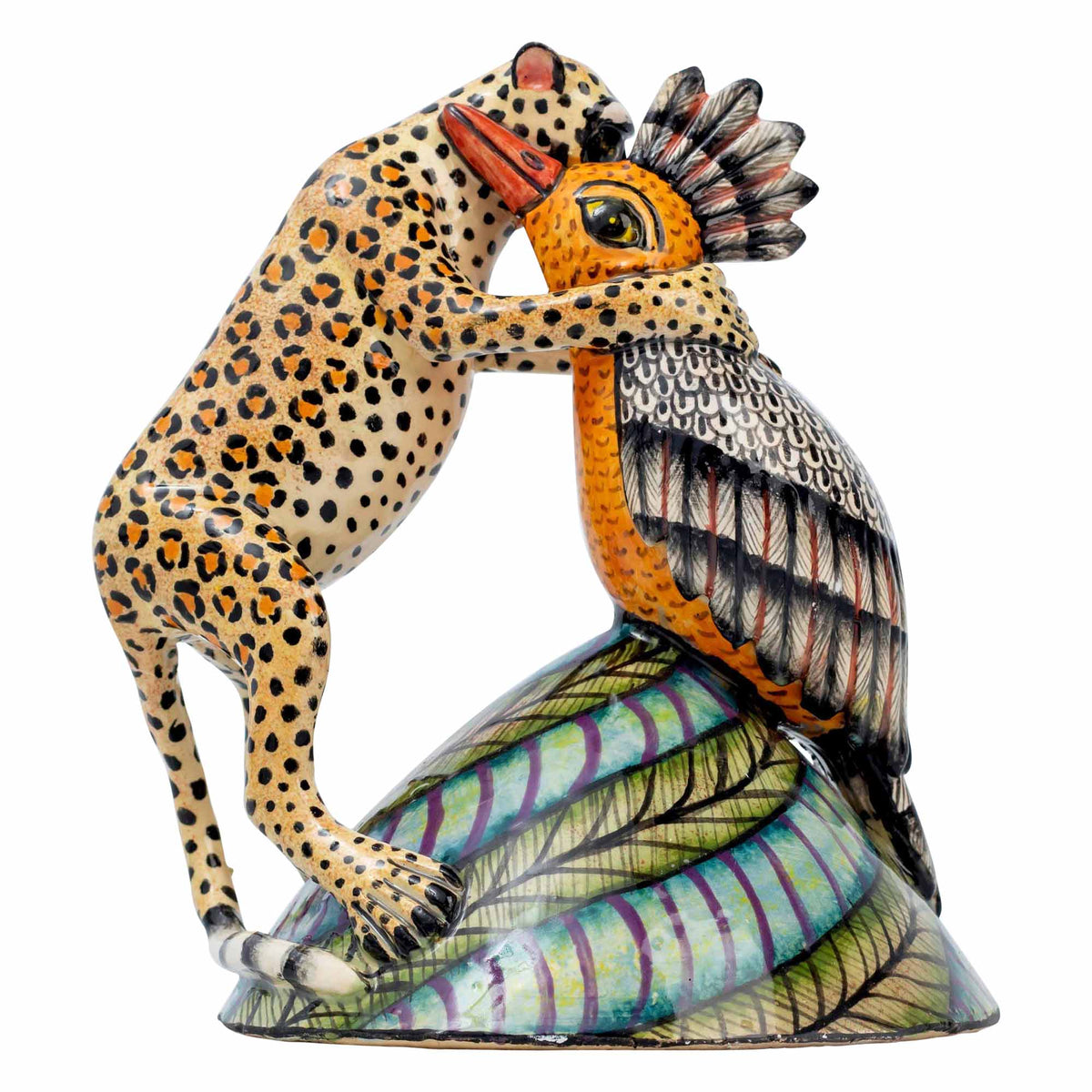 Hoopoe & Leopard Monkey Sculpture
