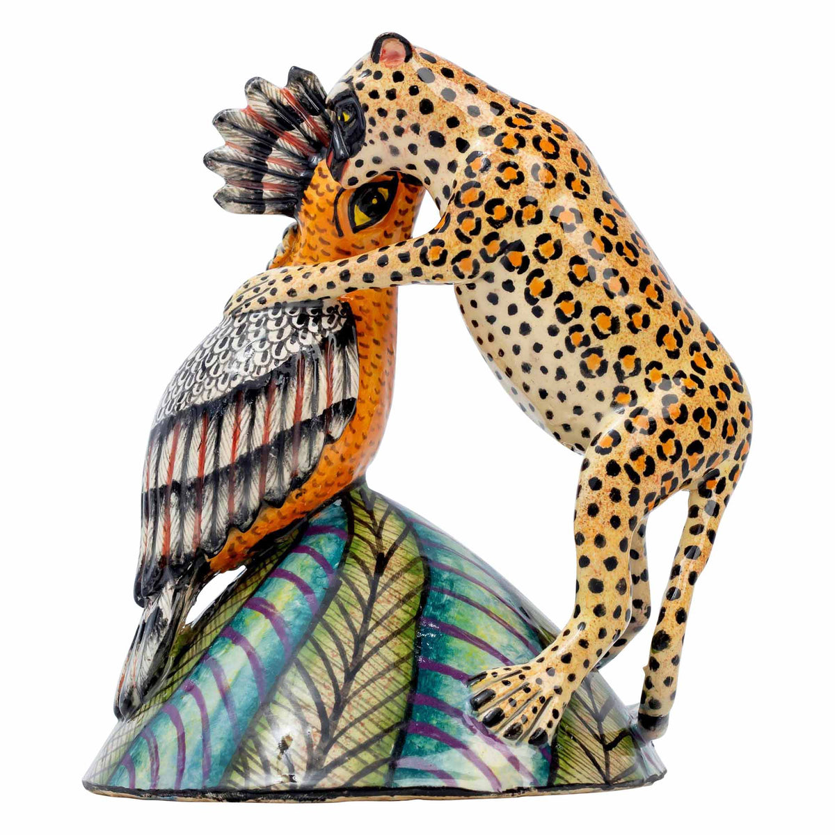 Hoopoe & Leopard Monkey Sculpture