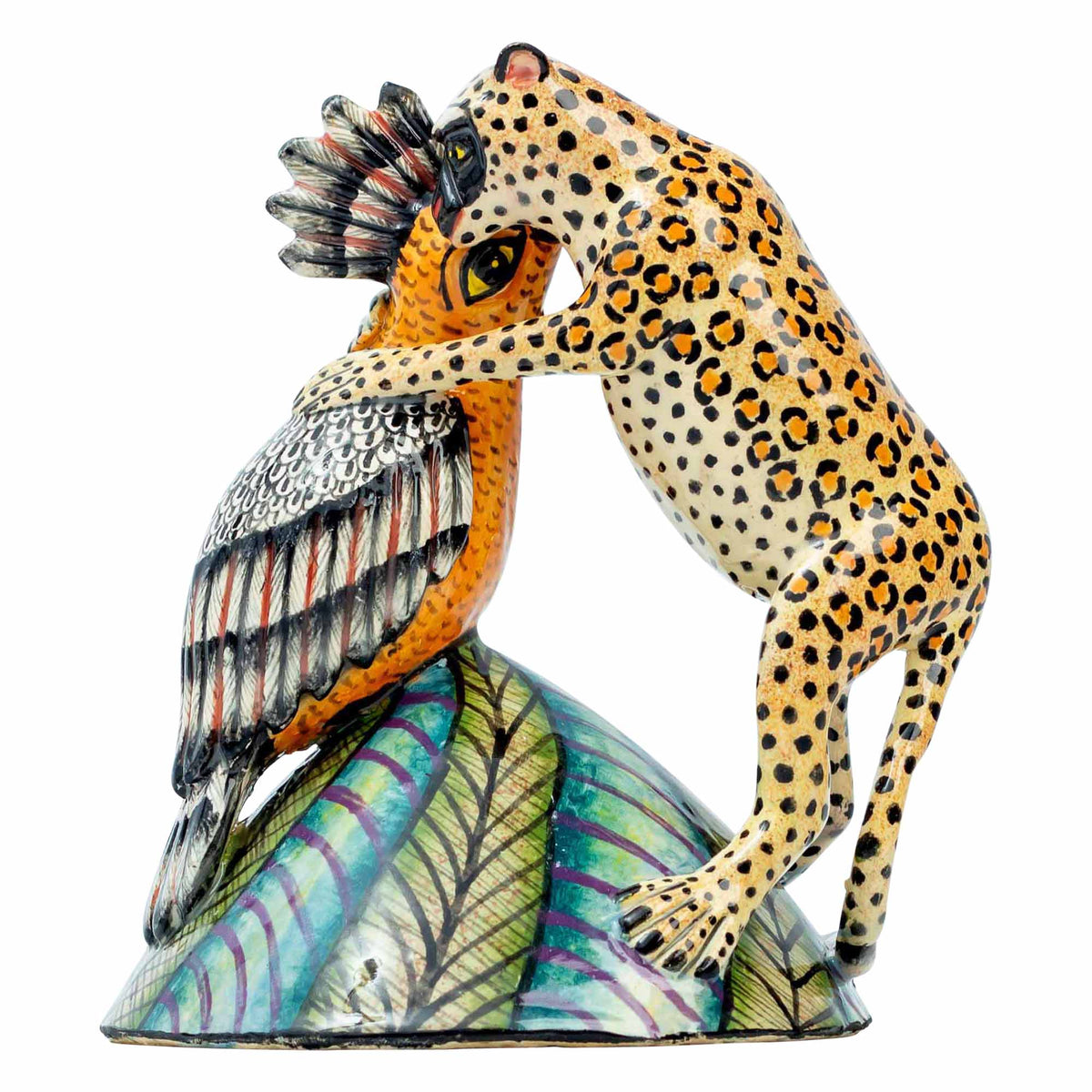 Hoopoe & Leopard Monkey Sculpture