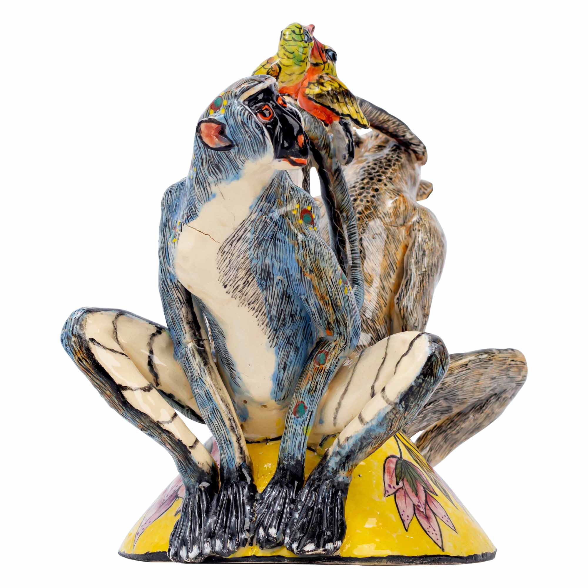 Monkey & Sunbird Sculpture