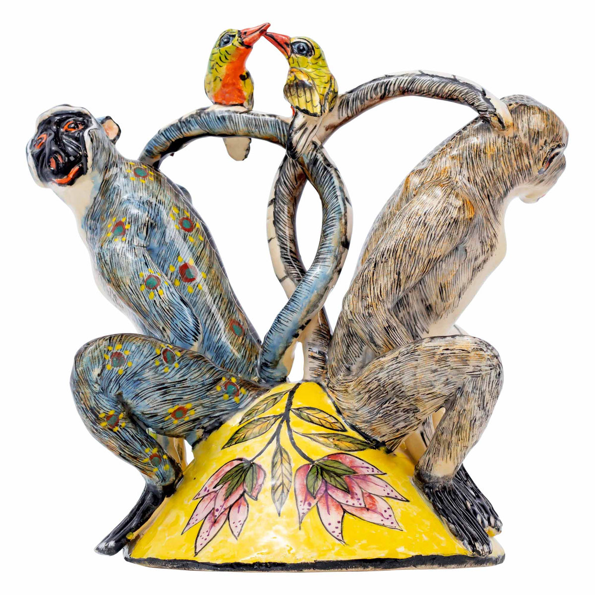 Monkey & Sunbird Sculpture