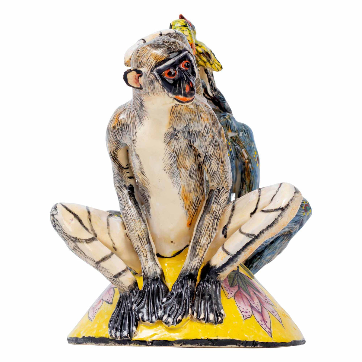 Monkey & Sunbird Sculpture