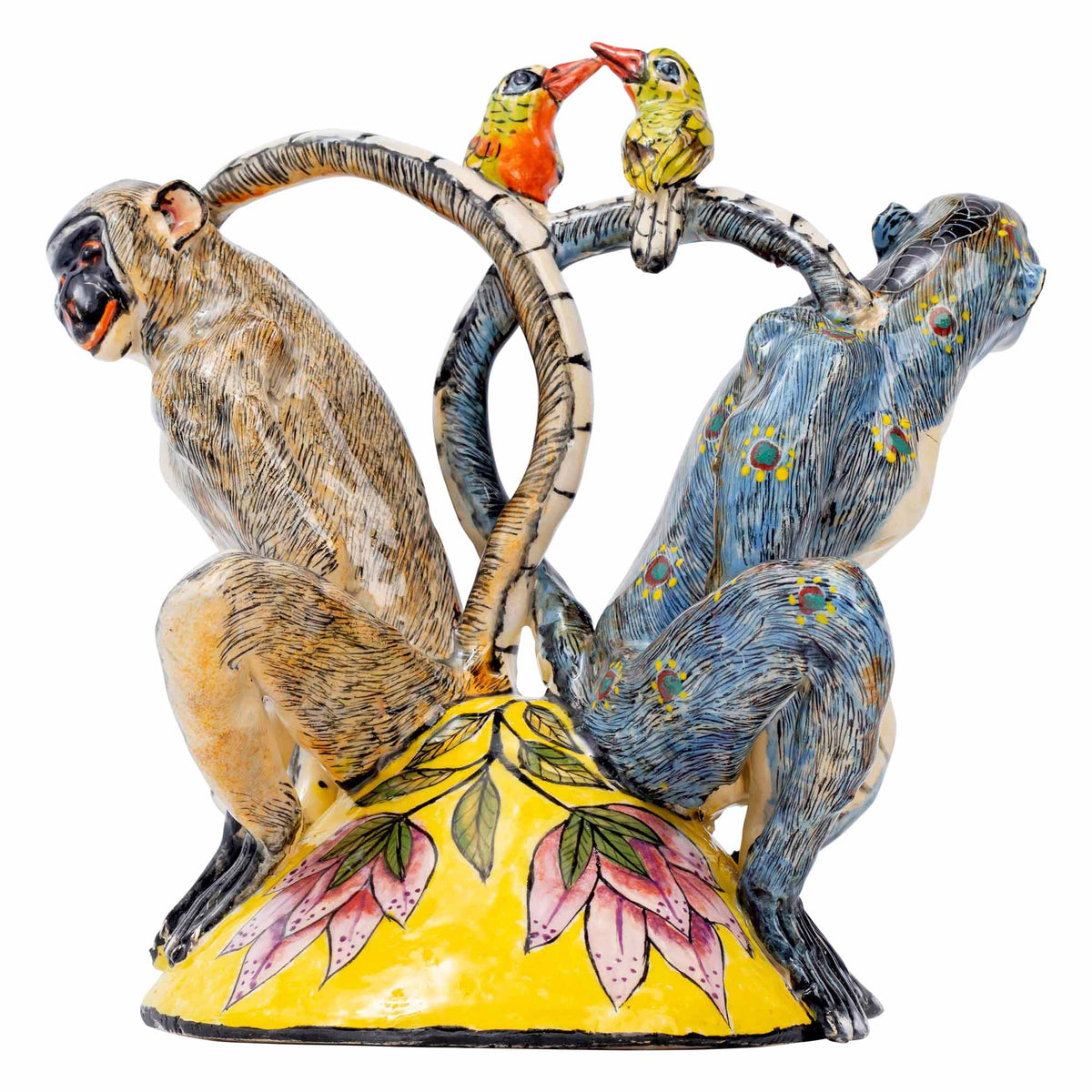 Monkey & Sunbird Sculpture