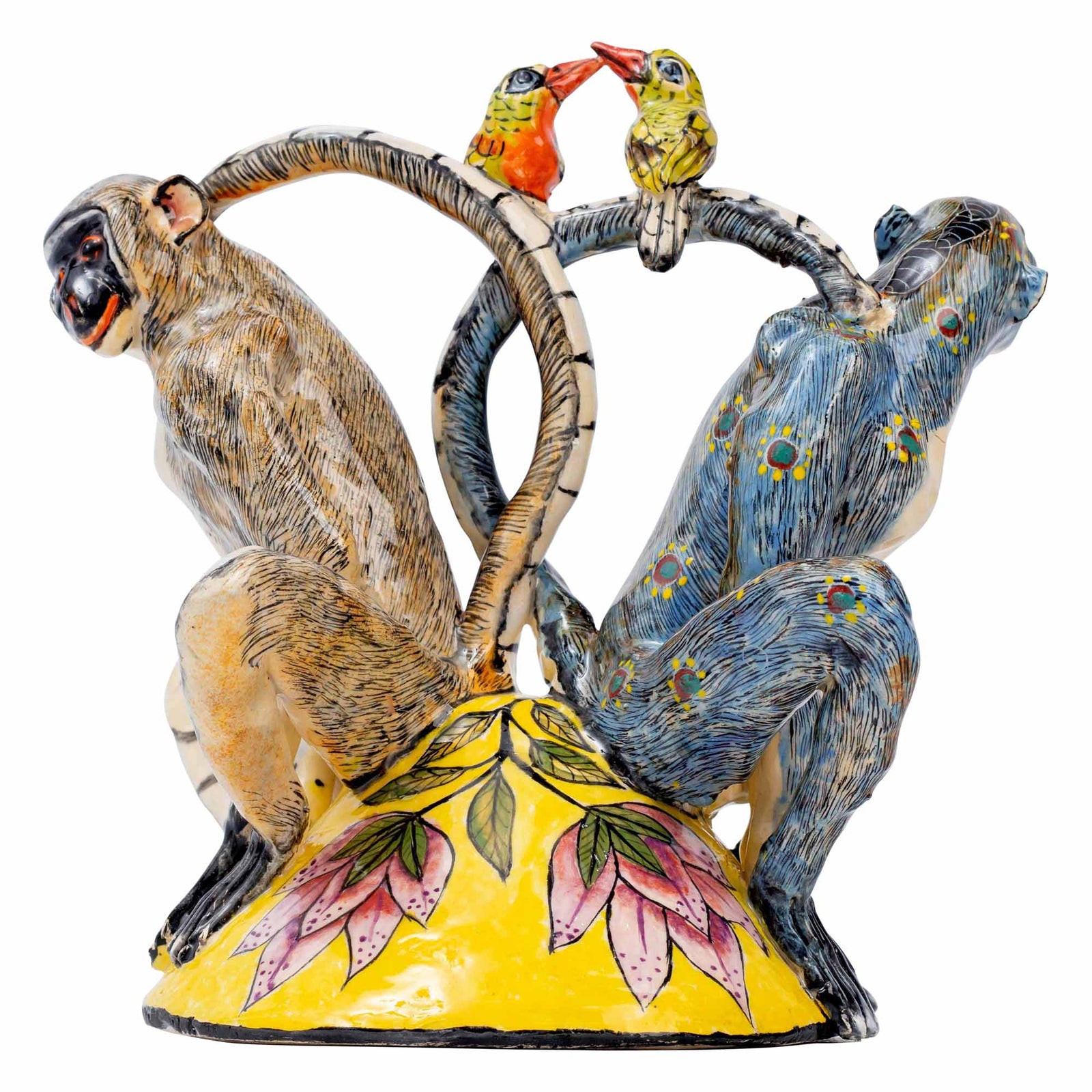 Monkey & Sunbird Sculpture