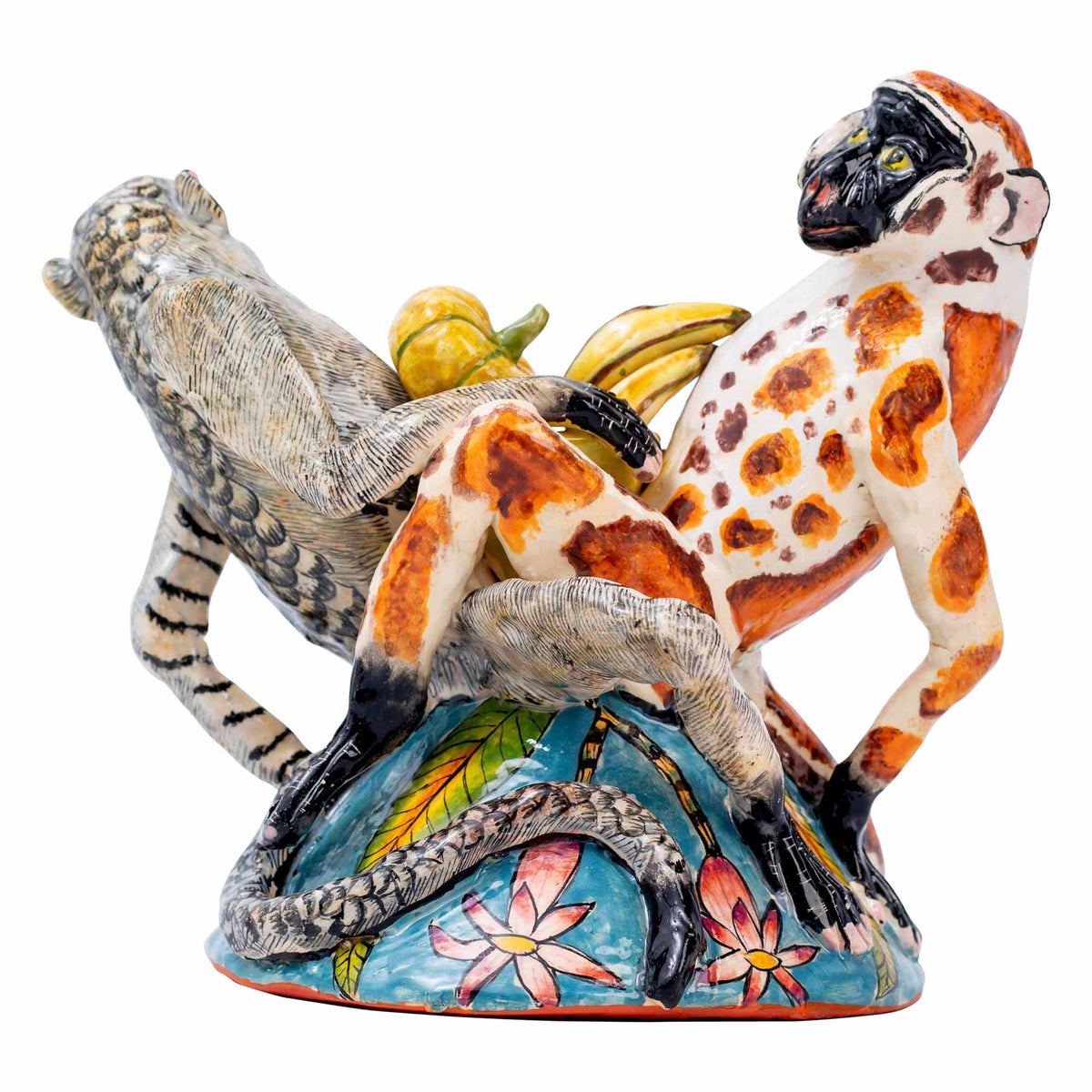 Monkey With Fruit Sculpture