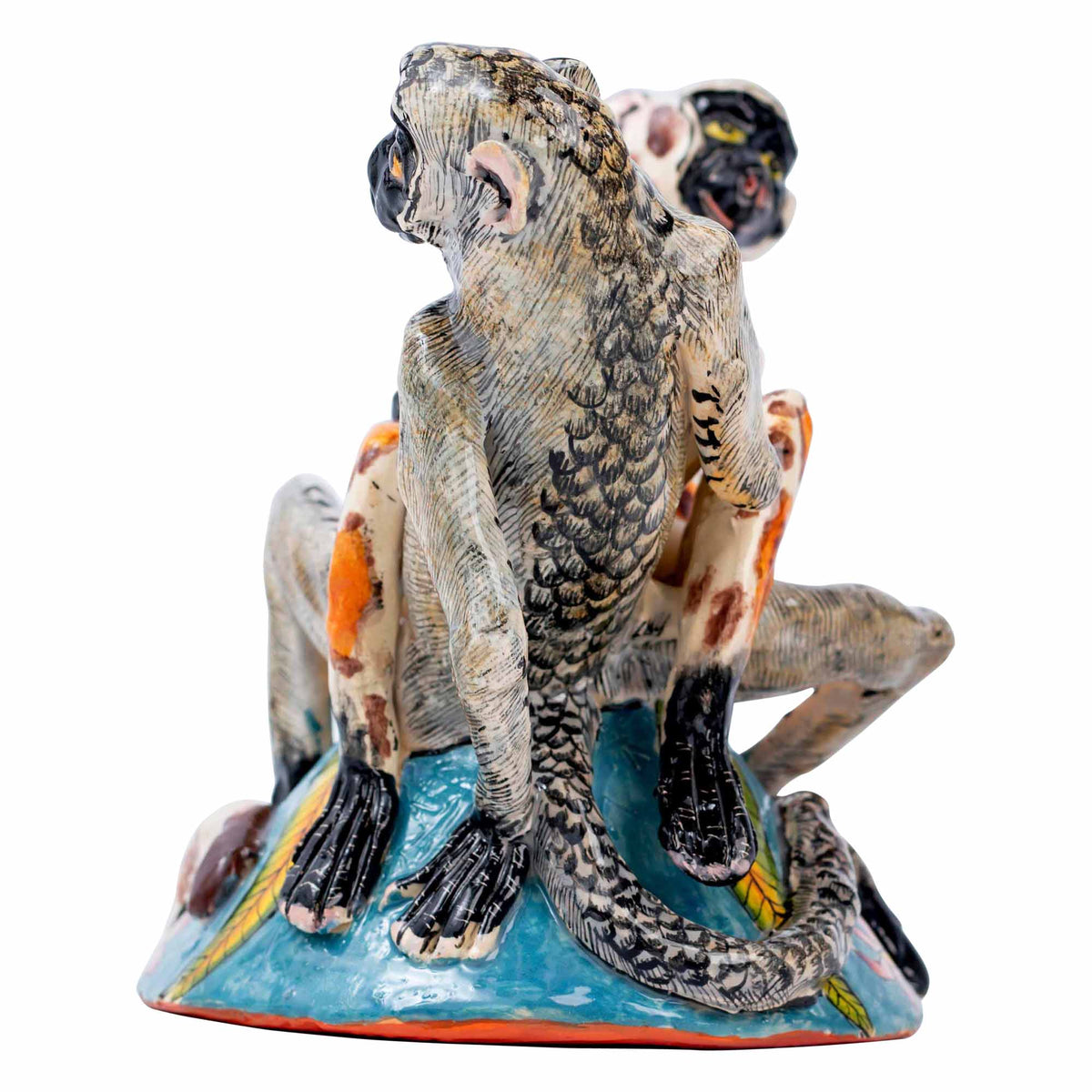 Monkey With Fruit Sculpture