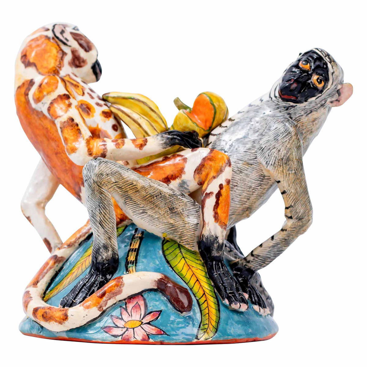 Monkey With Fruit Sculpture