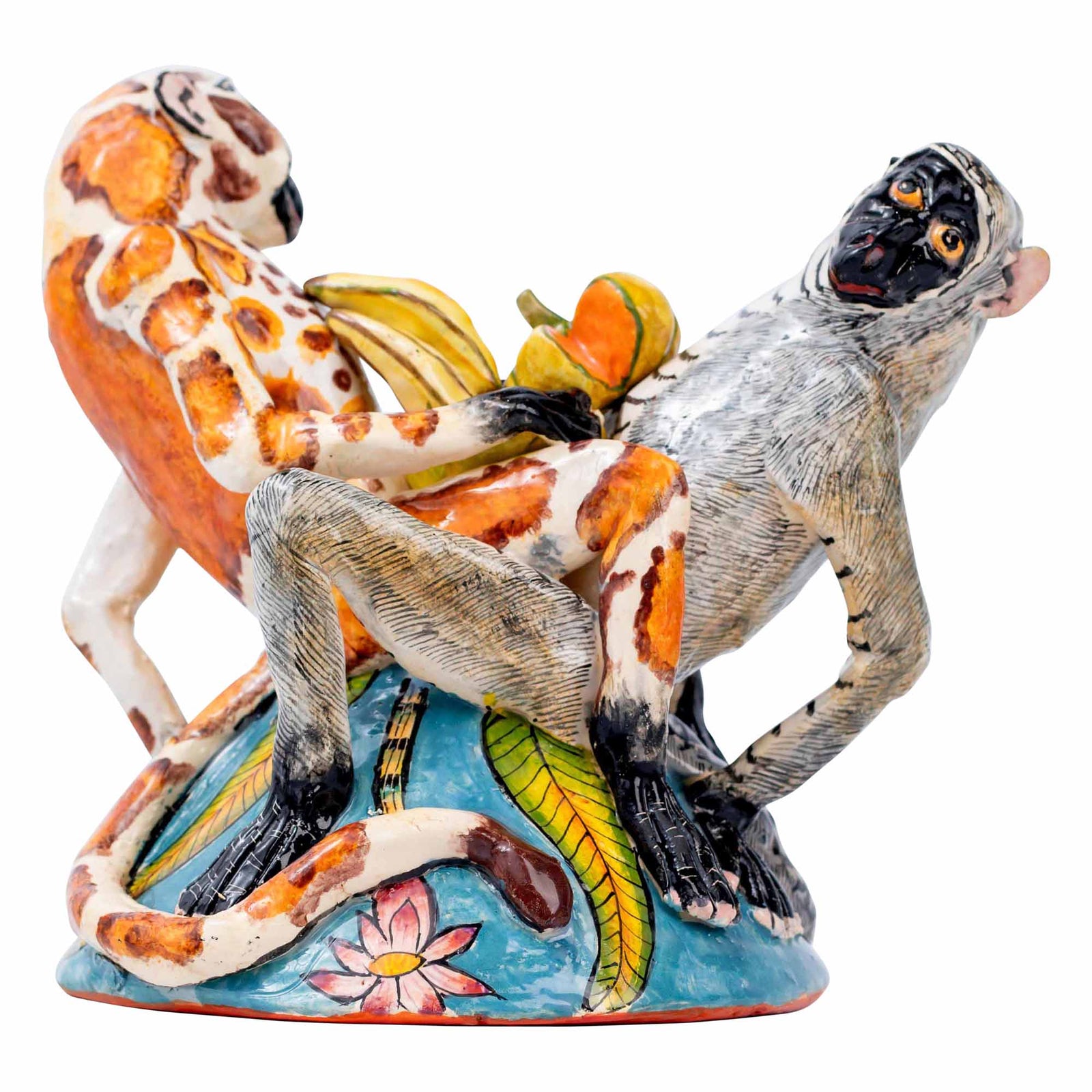 Monkey With Fruit Sculpture