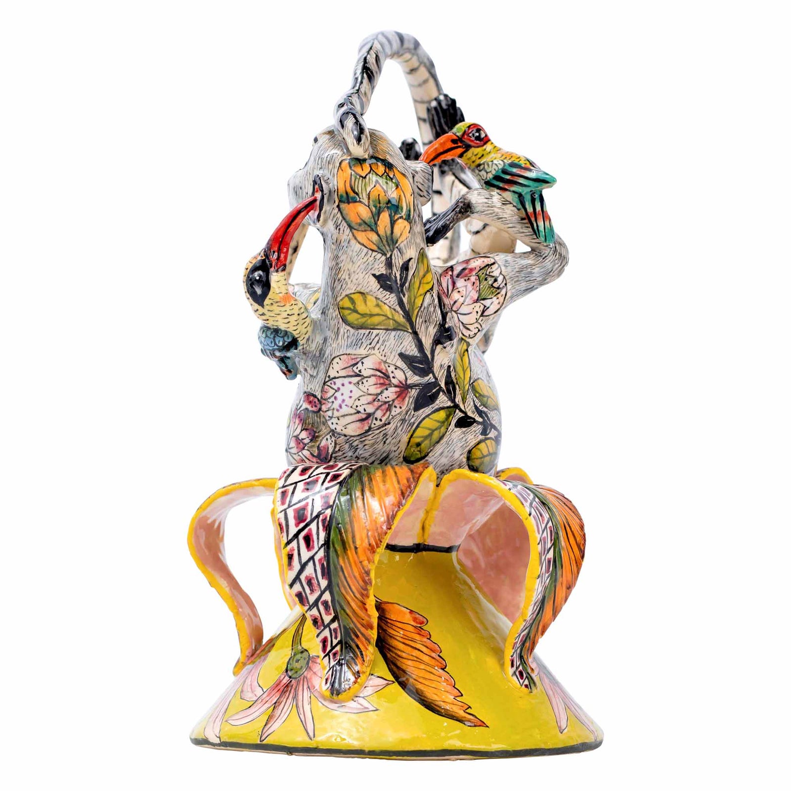 Monkey & Sunbird Sculpture