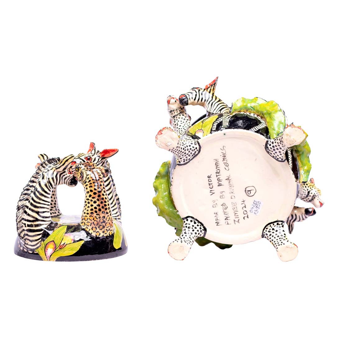 Zebras and leopard tureen