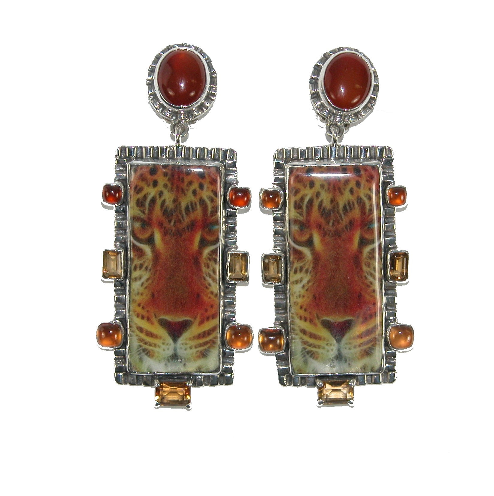 Leopard pendent earrings