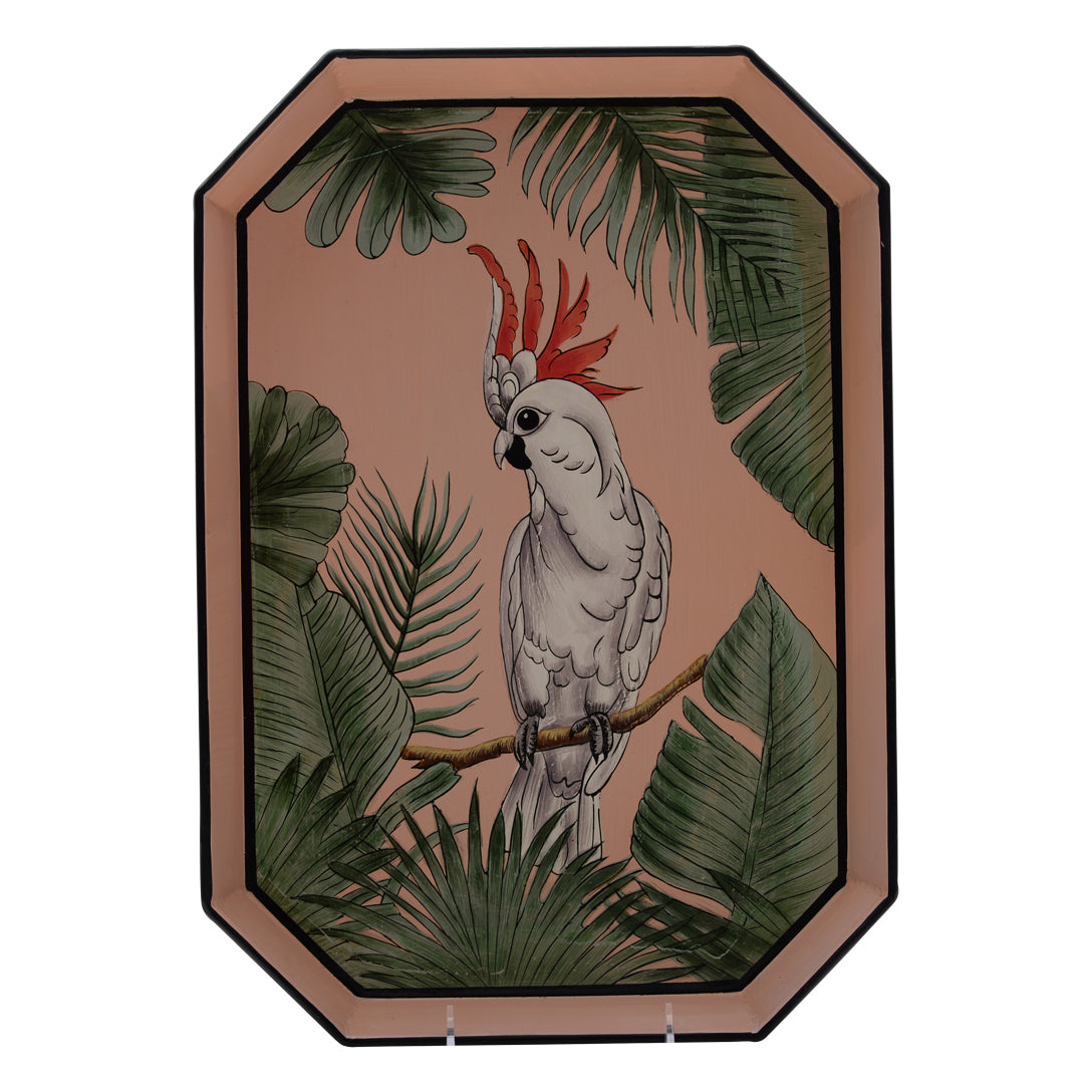 Cockatoo hand-painted iron tray