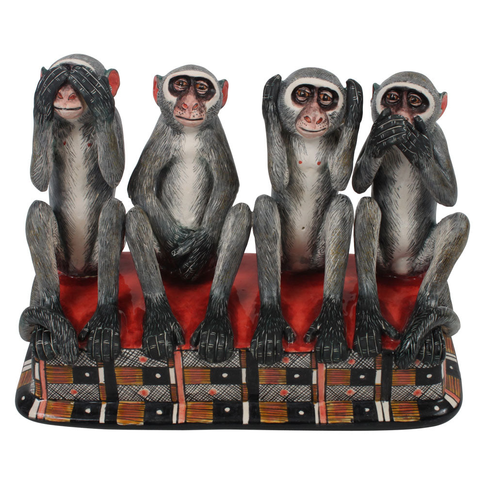 Hear, See, Speak, Do No Evil Monkey Sculpture