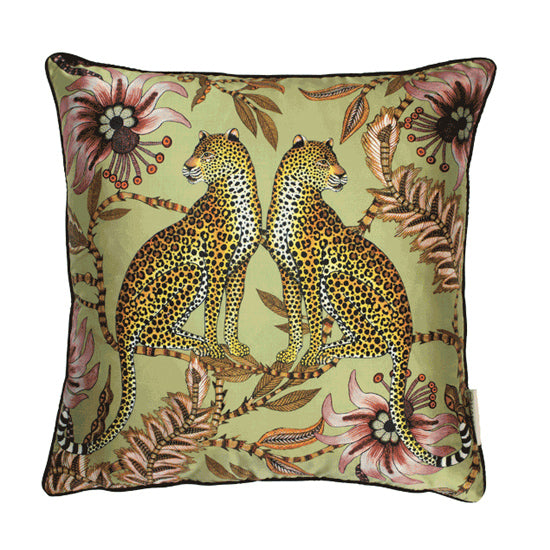 Lovebird Leopard Delta Silk Pillow