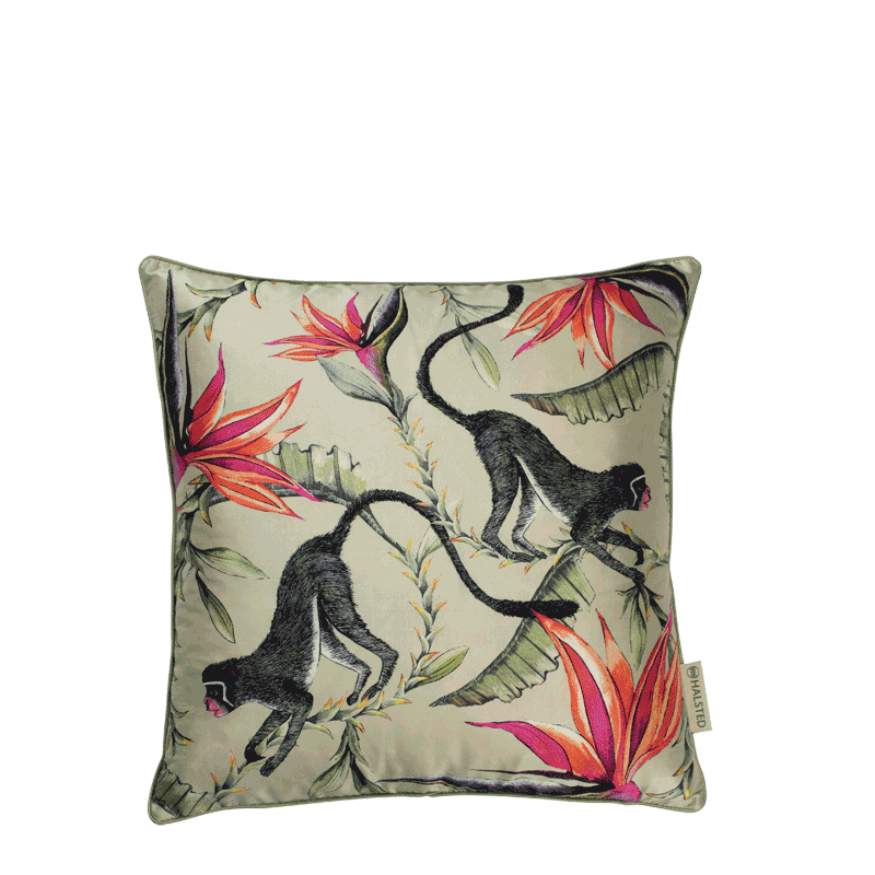 Monkey Paradise Stone Silk Pillow