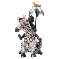 Zebra rider sculpture