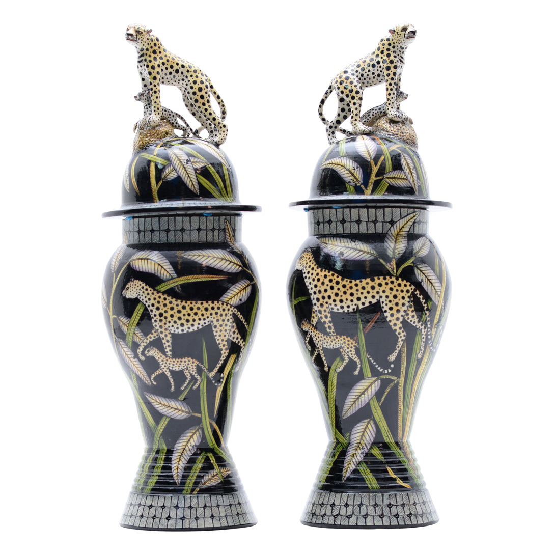 Cheetah urn-pair