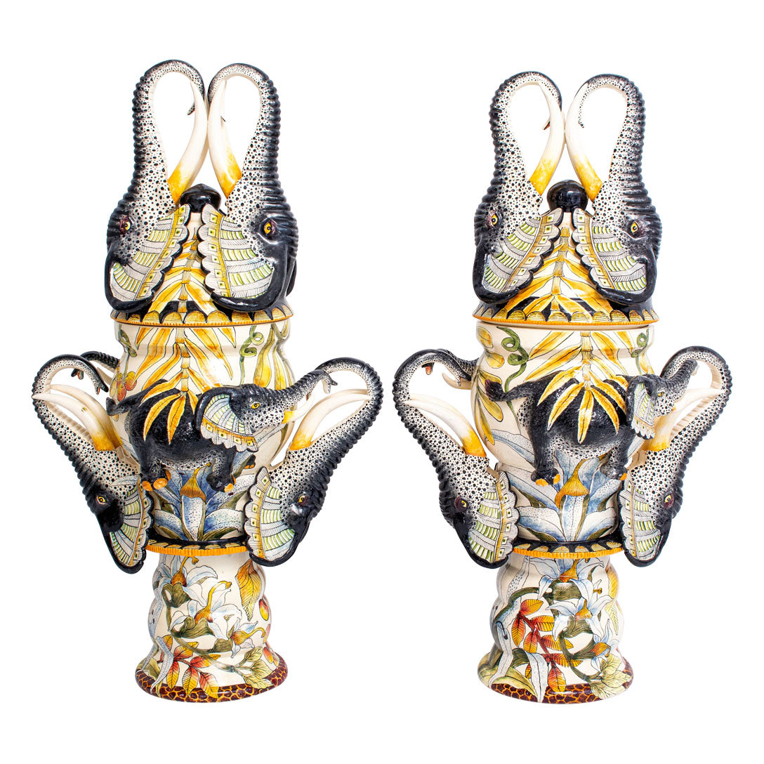 Elephant urn - pair