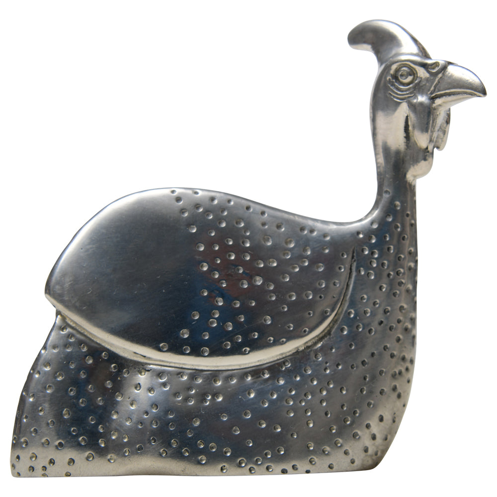 Maridadi Pewter Guinea Fowl Sculpture Lg.