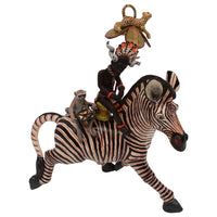 Zebra rider sculpture