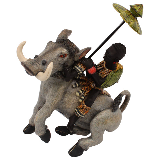 Warthog rider sculpture