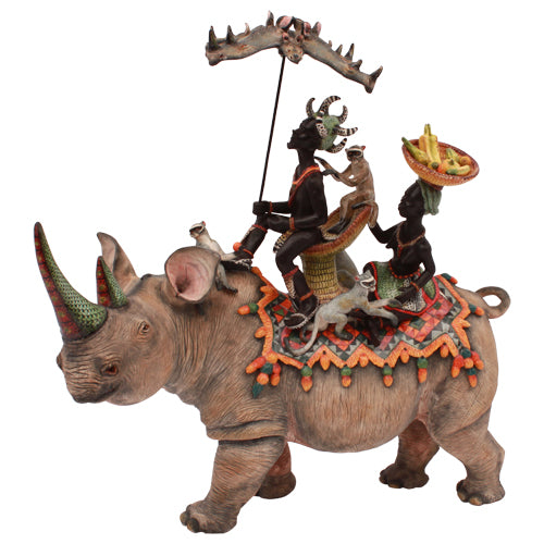 Rhino rider sculpture