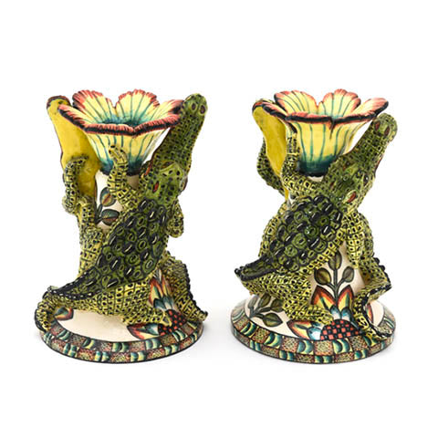 Pair of crocodile candlesticks