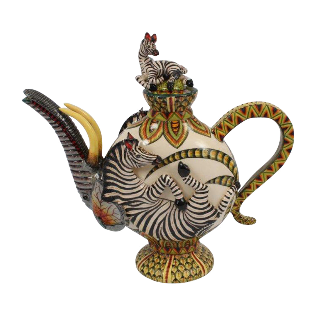 Zebra and Elephant Coffee Pot