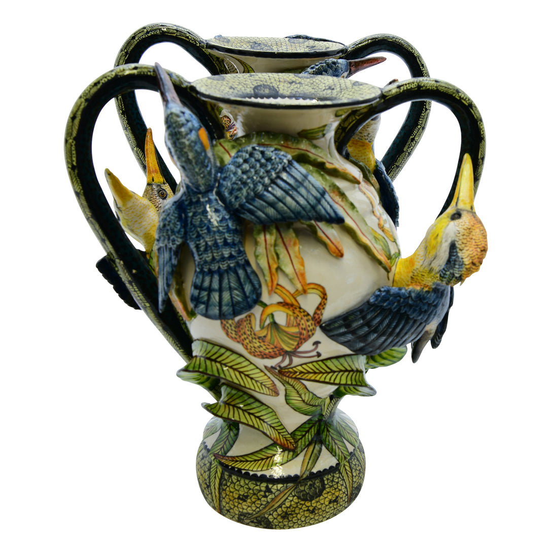 Kingfisher vase pair