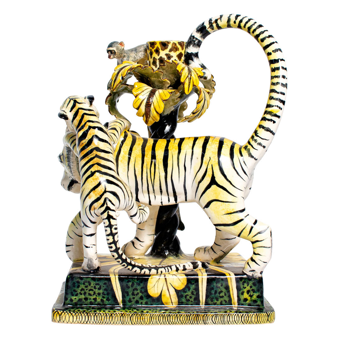 Tiger candle holder - pair