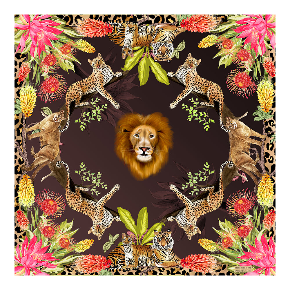 Cats of World Silk Pocket Squares Black