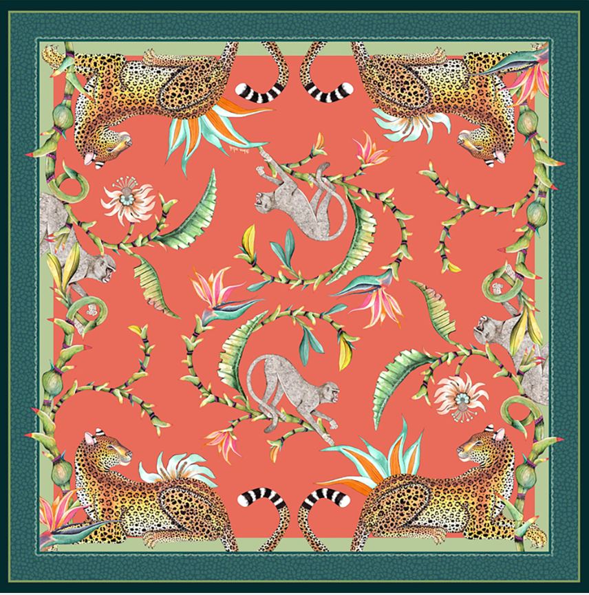 Monkey Paradise Coral Square Tablecloth 79