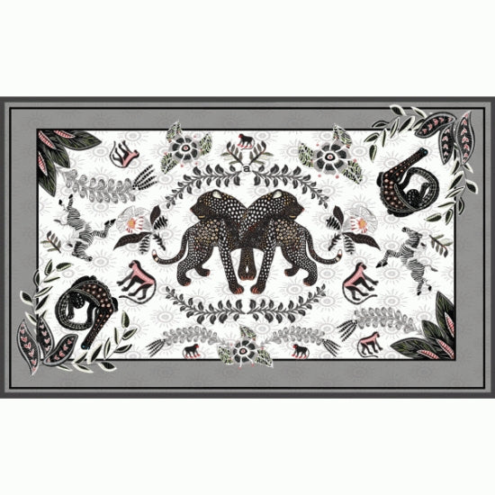 Royal Leoard Charcoal Tablecloth, 95x55"