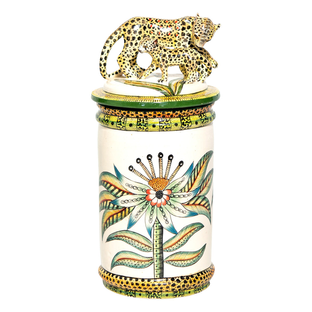 Leopard biscuit cookie jar