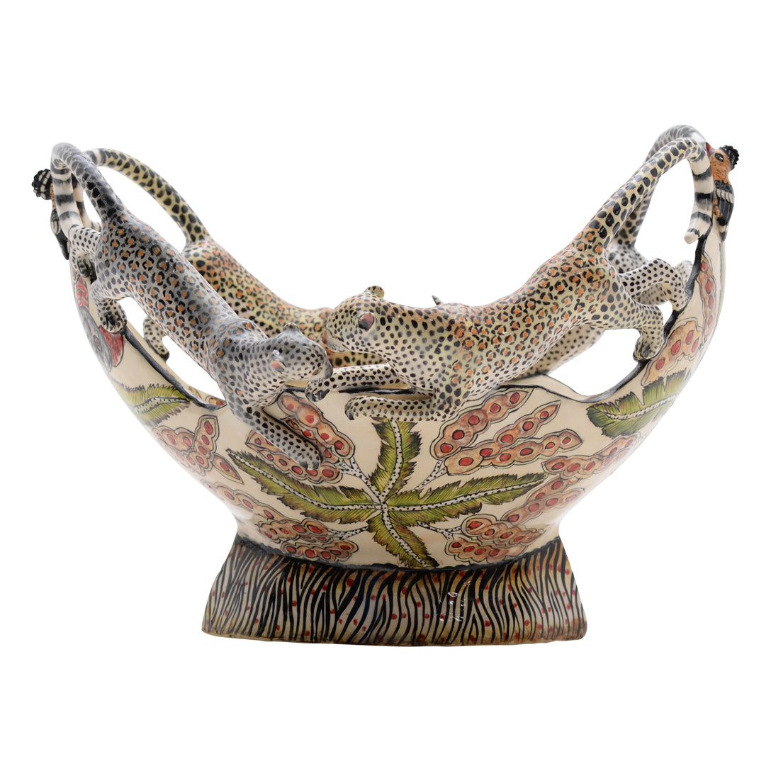 Leopard oval bowl