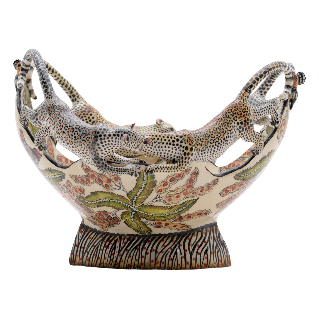 Leopard oval bowl